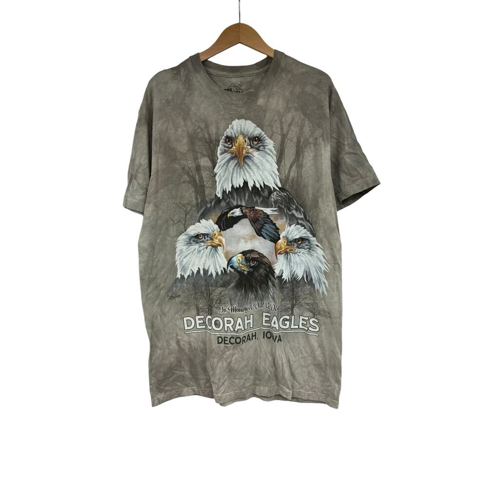 The Mountain Decorah Eagles Iowa Graphic T Shirt Brown Mineral Wash Unisex L